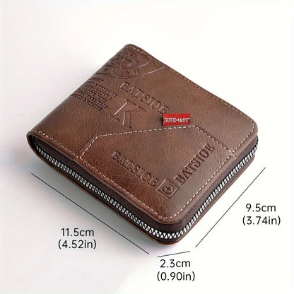 PU Wax Oil Zipper Wallet For Men With Card And Coin Organizer 1