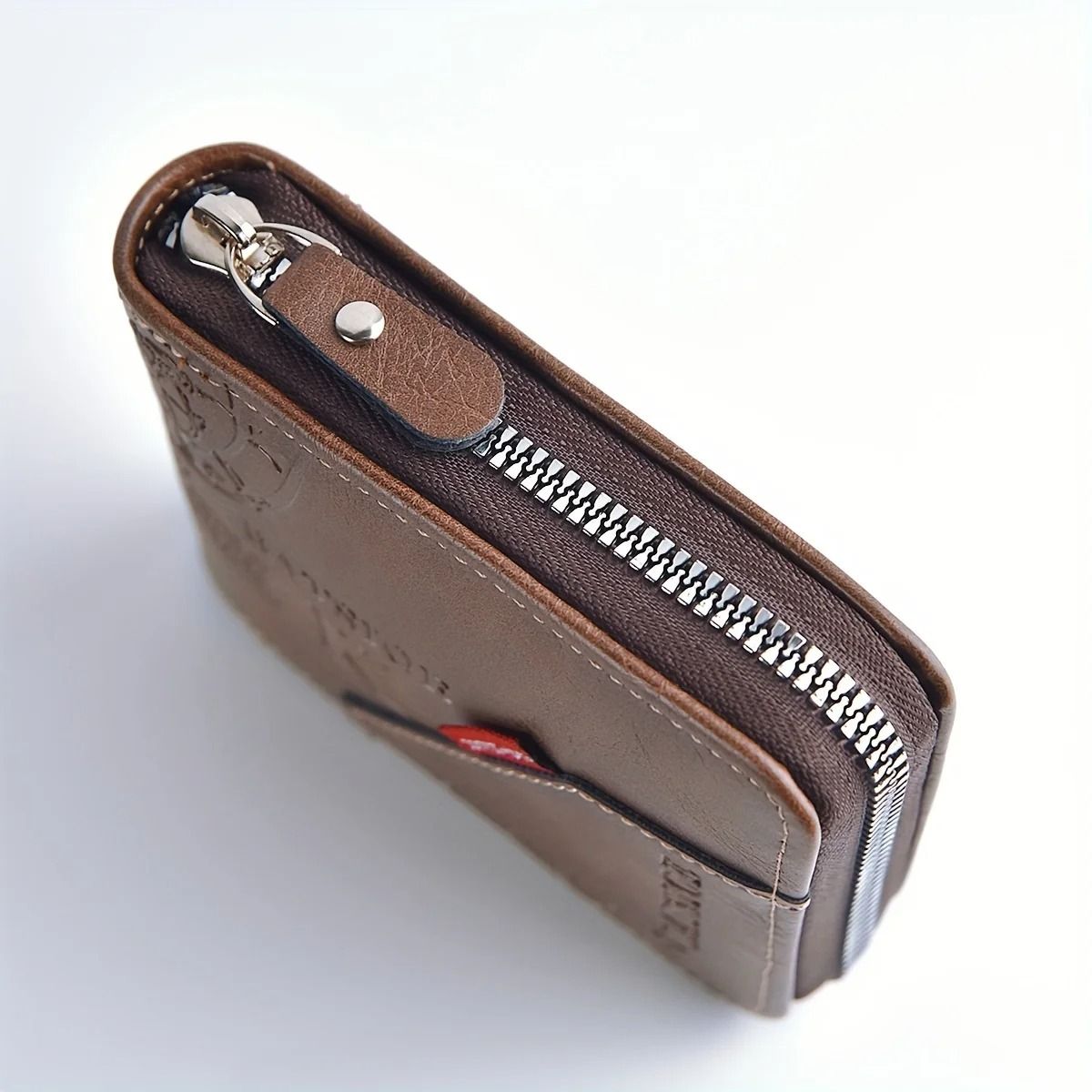 PU Wax Oil Zipper Wallet For Men With Card And Coin Organizer 2