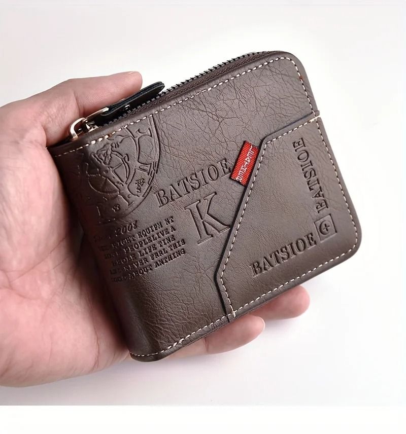 PU Wax Oil Zipper Wallet For Men With Card And Coin Organizer 7
