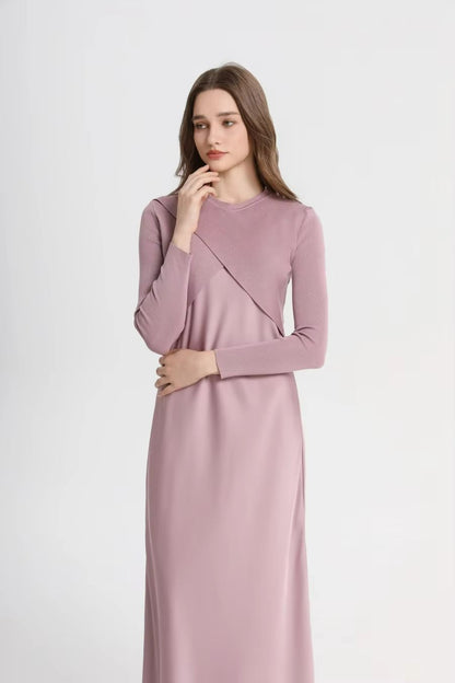 Spring Summer Satin Maxi Dress With Knitted Top  Elegant 2Piece Set For Women 3