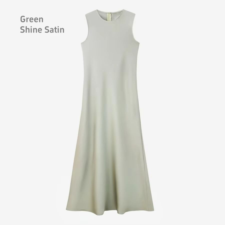 Spring Summer Satin Maxi Dress With Knitted Top  Elegant 2Piece Set For Women 12