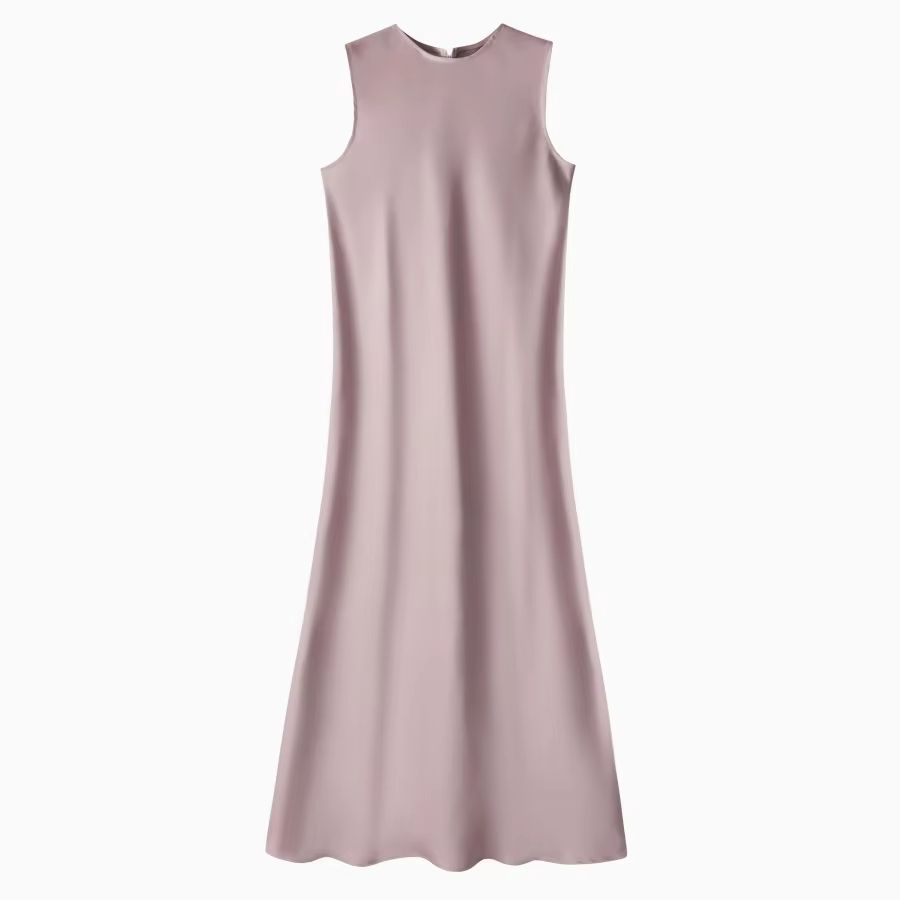 Spring Summer Satin Maxi Dress With Knitted Top  Elegant 2Piece Set For Women 14