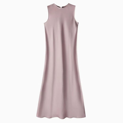 Spring Summer Satin Maxi Dress With Knitted Top  Elegant 2Piece Set For Women 14