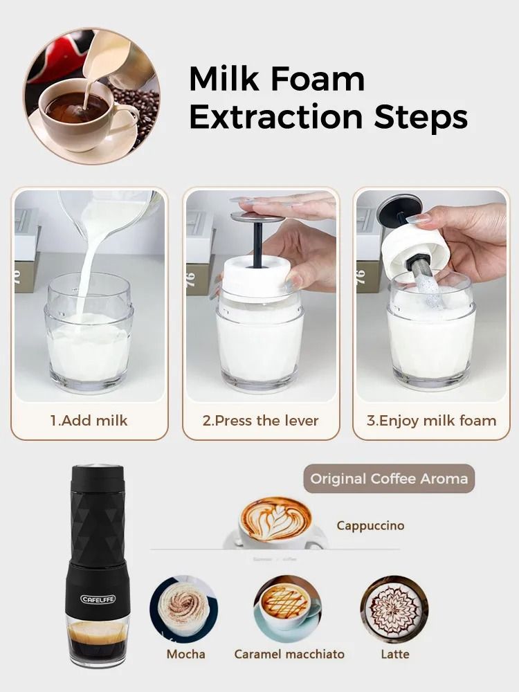 3 In 1 Portable Manual Espresso Maker Coffee Machine For Capsules And Ground Coffee 2