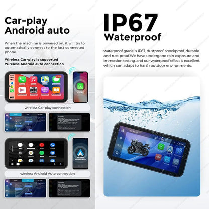 Waterproof Motorcycle GPS With CarPlay Android Auto And Optional DVR TPMS 1