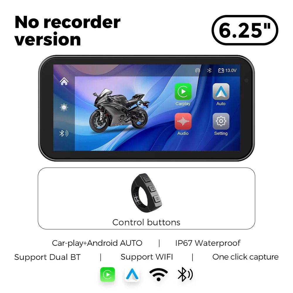 Waterproof Motorcycle GPS With CarPlay Android Auto And Optional DVR TPMS 6