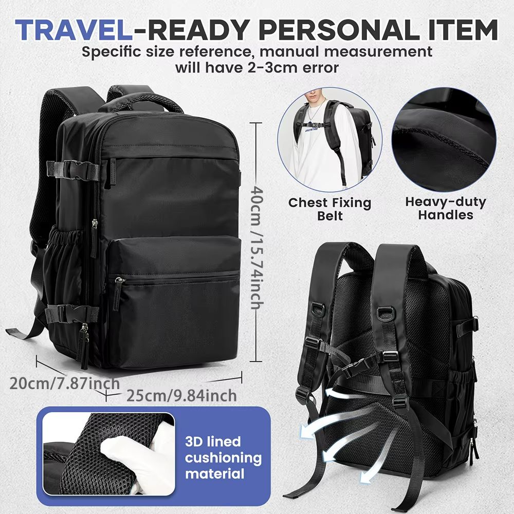 Mens Vacuum Compression Travel Backpack  Expandable 156inch Laptop Bag  Ryanair Cabin Size CarryOn 1