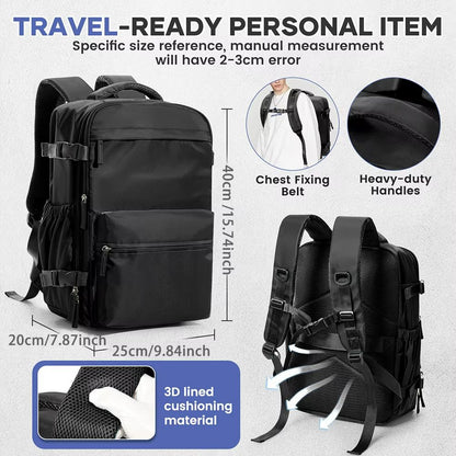 Mens Vacuum Compression Travel Backpack  Expandable 156inch Laptop Bag  Ryanair Cabin Size CarryOn 1