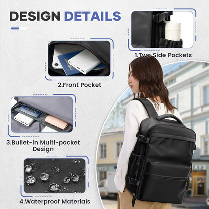 Mens Vacuum Compression Travel Backpack  Expandable 156inch Laptop Bag  Ryanair Cabin Size CarryOn 2