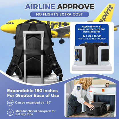 Mens Vacuum Compression Travel Backpack  Expandable 156inch Laptop Bag  Ryanair Cabin Size CarryOn 5