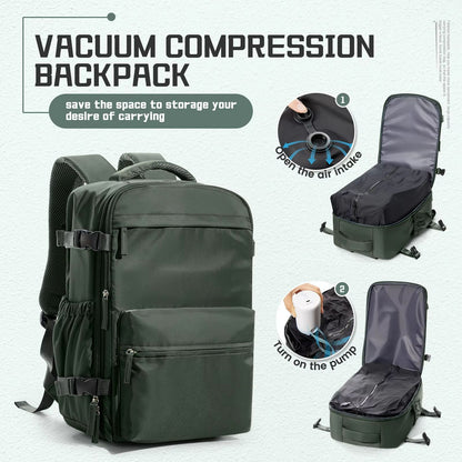 Mens Vacuum Compression Travel Backpack  Expandable 156inch Laptop Bag  Ryanair Cabin Size CarryOn 6
