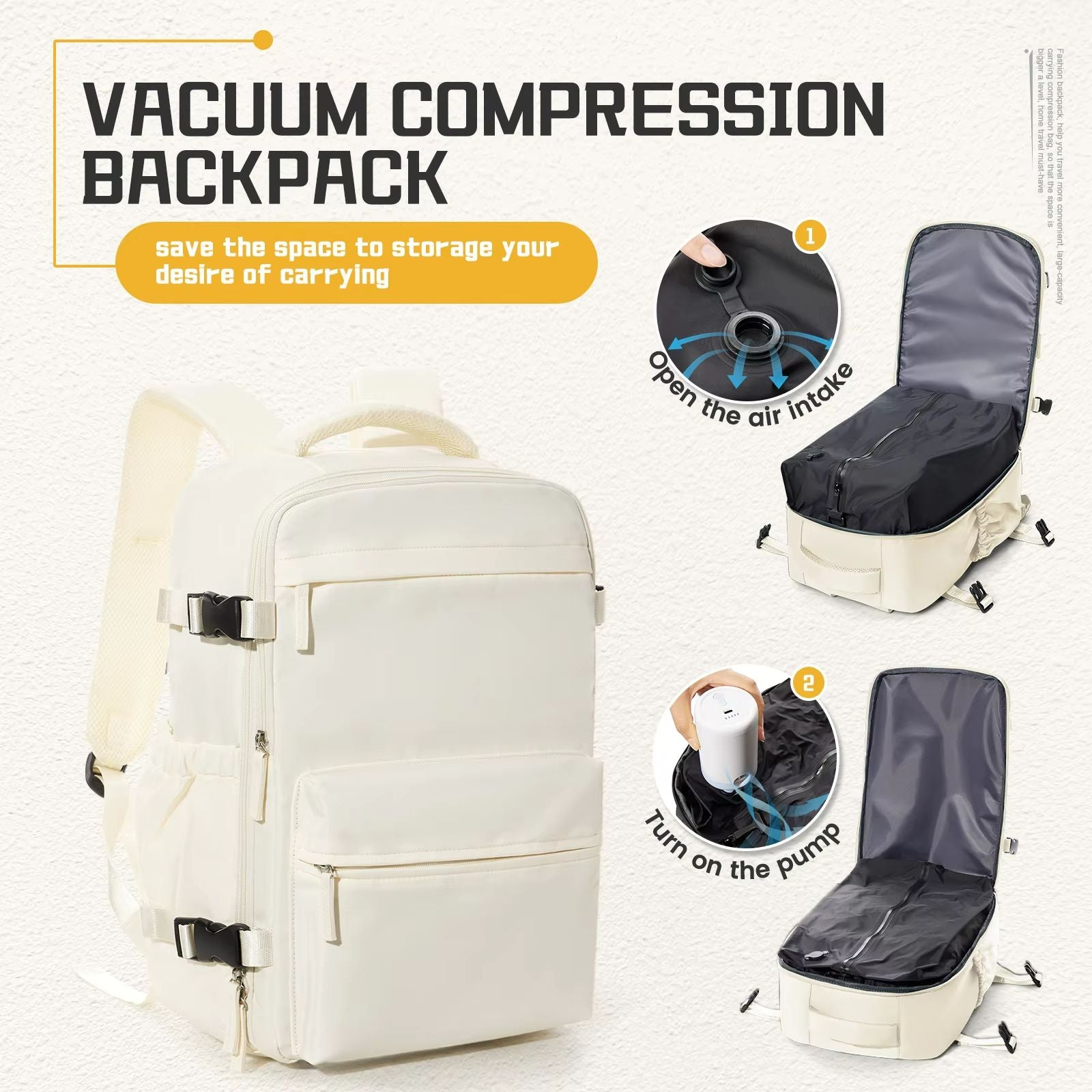 Mens Vacuum Compression Travel Backpack  Expandable 156inch Laptop Bag  Ryanair Cabin Size CarryOn 9