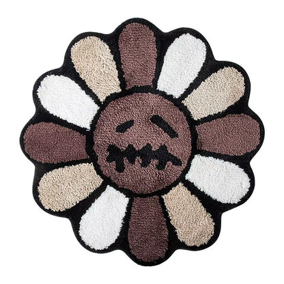 Smiley Face Tufted Rug  Retro Rainbow Fluffy NonSlip Mat For Bedroom Living Room  Bathroom 2