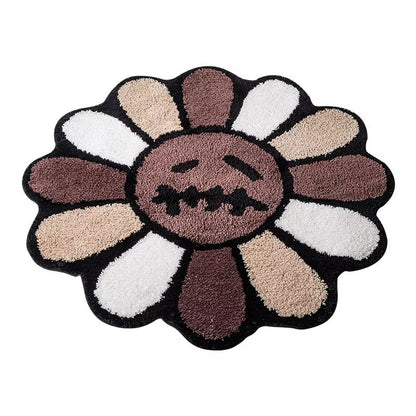 Smiley Face Tufted Rug  Retro Rainbow Fluffy NonSlip Mat For Bedroom Living Room  Bathroom 3