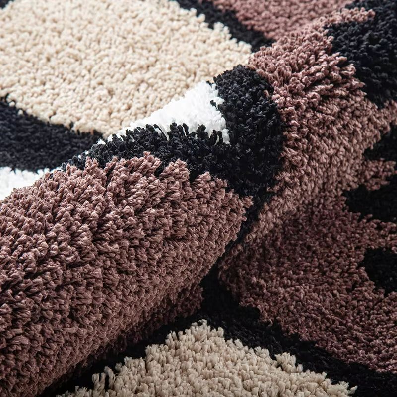 Smiley Face Tufted Rug  Retro Rainbow Fluffy NonSlip Mat For Bedroom Living Room  Bathroom 4