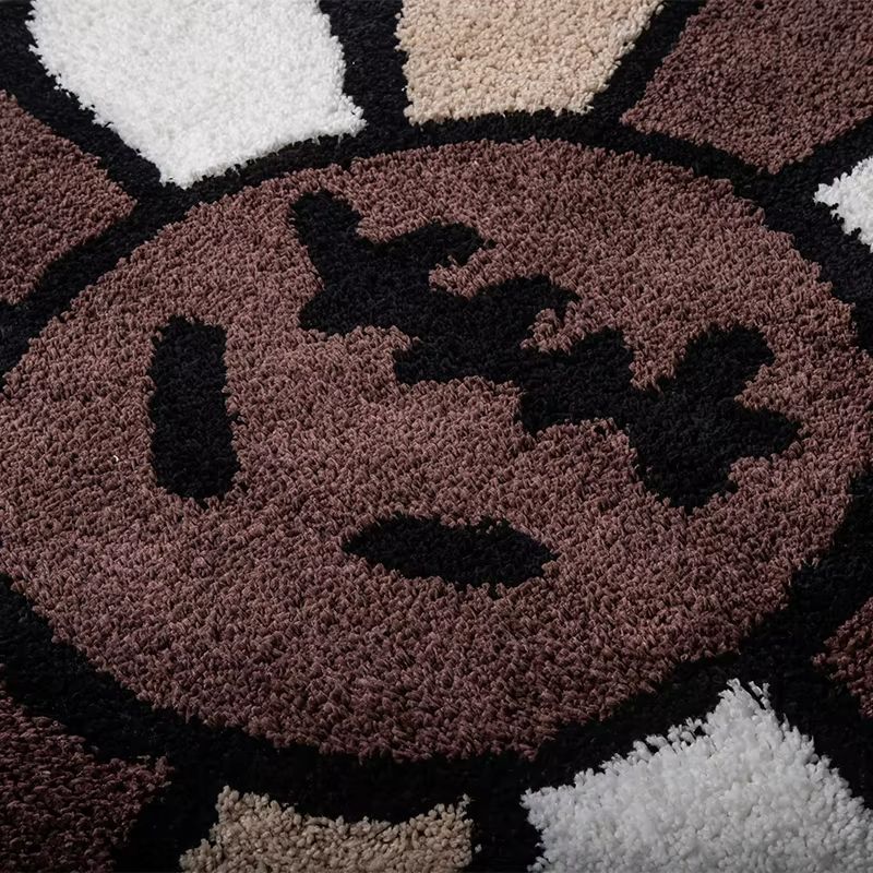 Smiley Face Tufted Rug  Retro Rainbow Fluffy NonSlip Mat For Bedroom Living Room  Bathroom 5