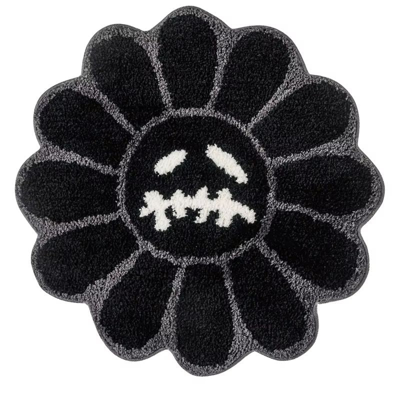 Smiley Face Tufted Rug  Retro Rainbow Fluffy NonSlip Mat For Bedroom Living Room  Bathroom 7