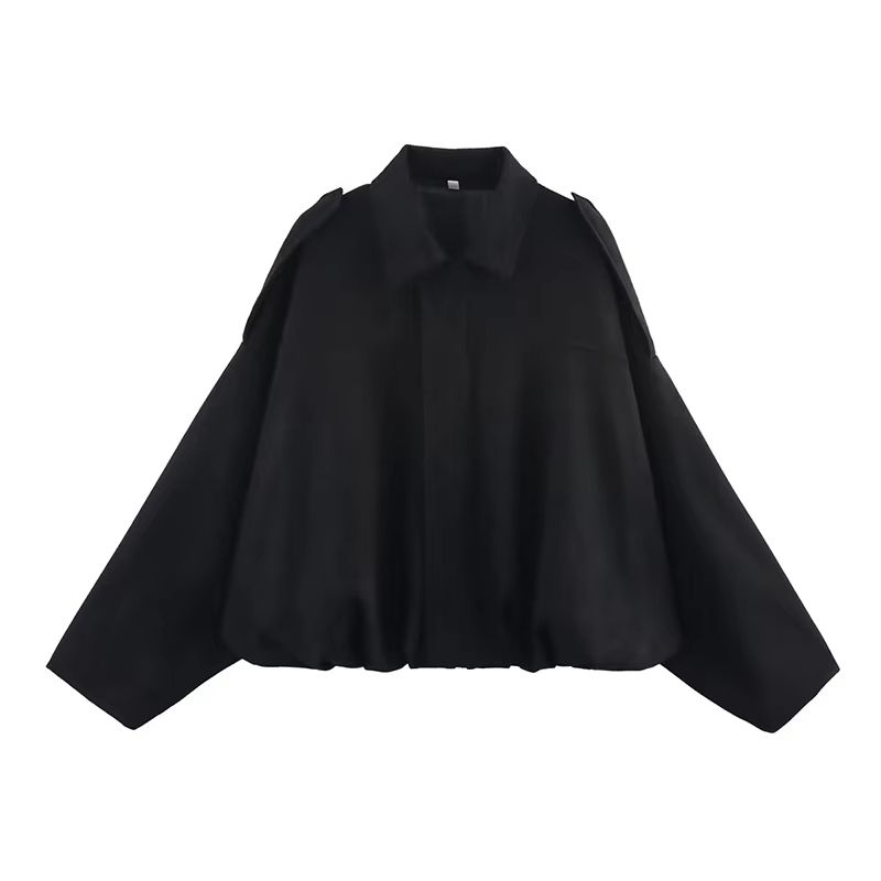 Womens Vintage Bomber Jacket  Loose Fit TurnDown Collar Coat For Casual Chic Style 10