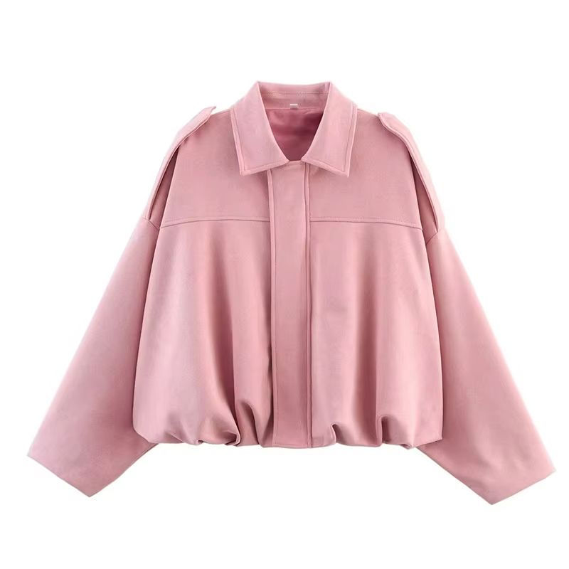 Womens Vintage Bomber Jacket  Loose Fit TurnDown Collar Coat For Casual Chic Style 14
