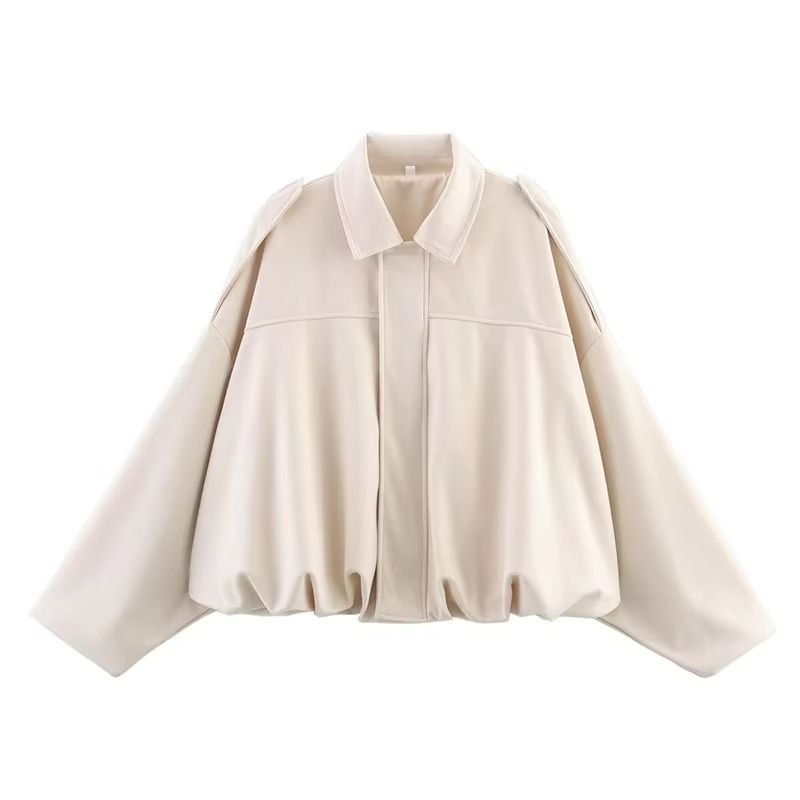 Womens Vintage Bomber Jacket  Loose Fit TurnDown Collar Coat For Casual Chic Style 6