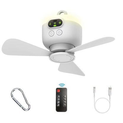 Portable Camping Ceiling Fan With Light  Rechargeable 8000mAh Wireless Tent Fan With Remote Control 6