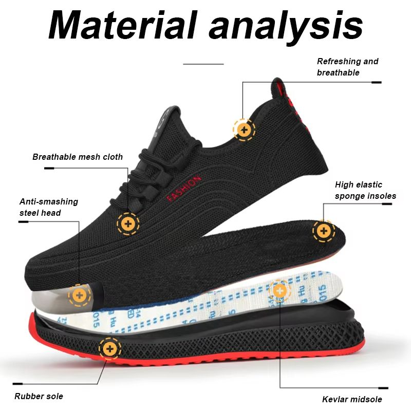 Breathable Steel Toe Work Shoes  Lightweight PunctureProof Safety Sneakers For Men  Women 1