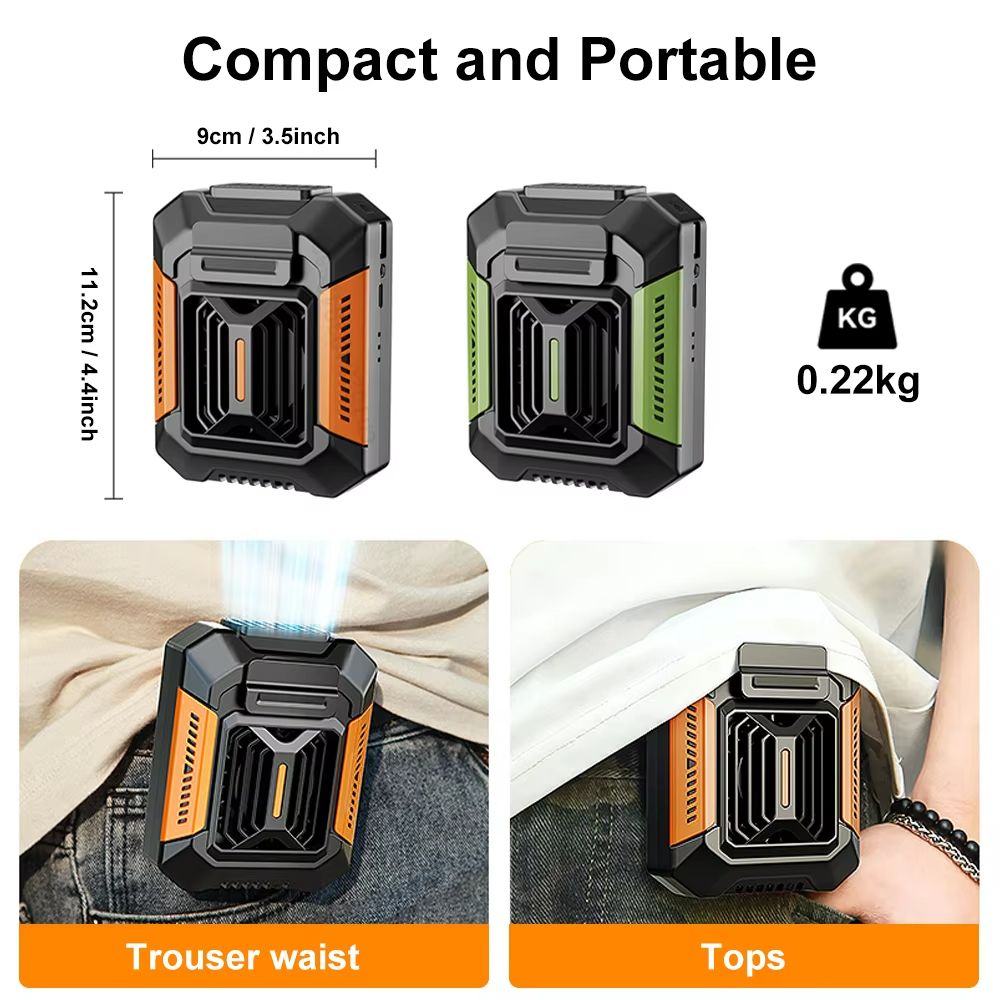 Portable Waist Clip Fan With LED Light  USB Rechargeable Mini Hanging Neck Fan  Power Bank For Outd 1