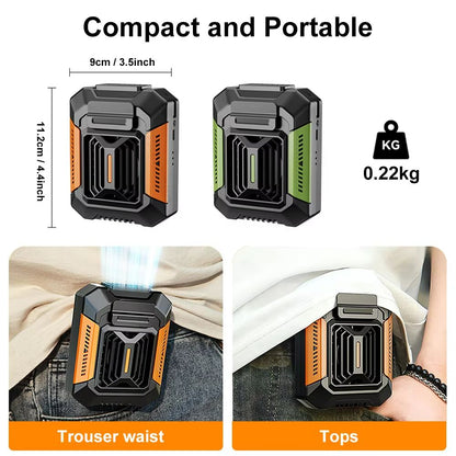 Portable Waist Clip Fan With LED Light  USB Rechargeable Mini Hanging Neck Fan  Power Bank For Outd 1