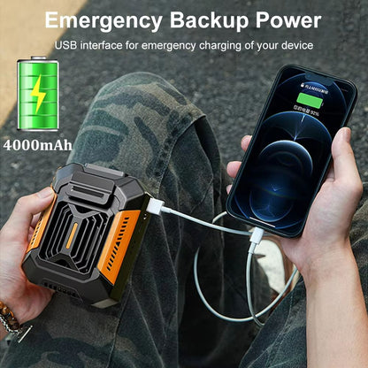 Portable Waist Clip Fan With LED Light  USB Rechargeable Mini Hanging Neck Fan  Power Bank For Outd 3