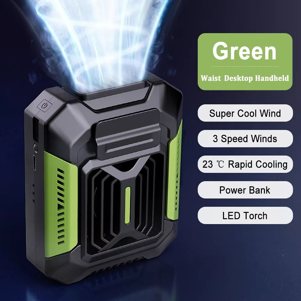 Portable Waist Clip Fan With LED Light  USB Rechargeable Mini Hanging Neck Fan  Power Bank For Outd 6
