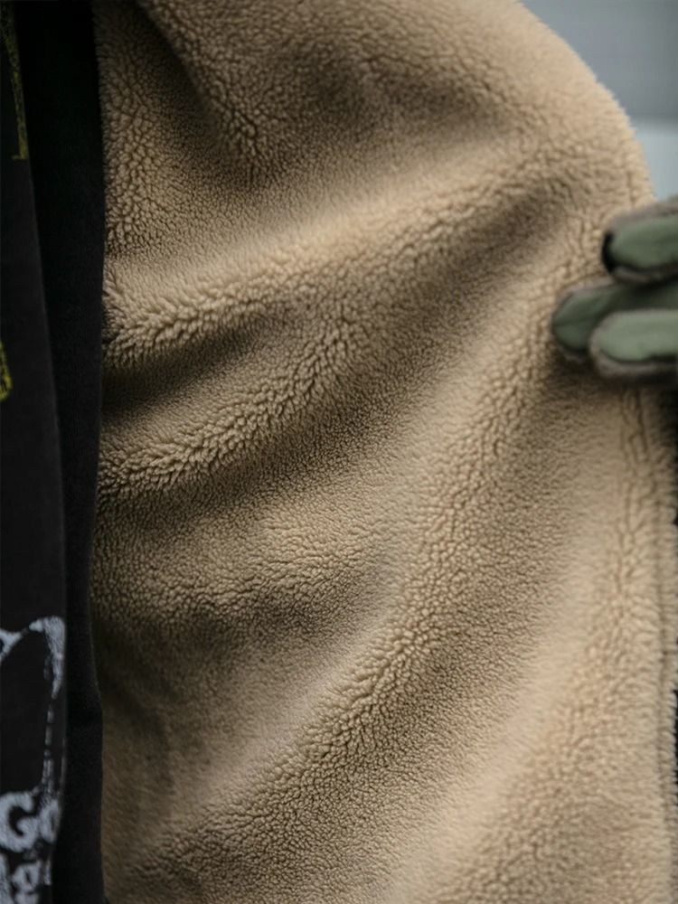 Mens Polar Fleece Winter Jacket Warm Thick Vintage Streetwear Style 2