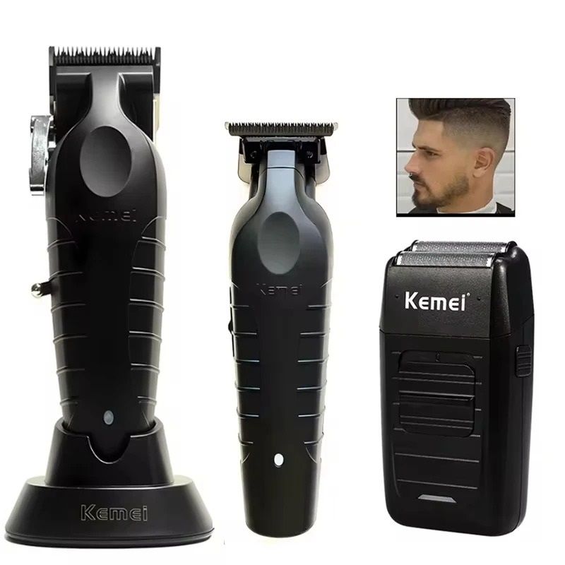 Professional Mens Hair Clipper Kit Rechargeable Electric Trimmer and Shaver