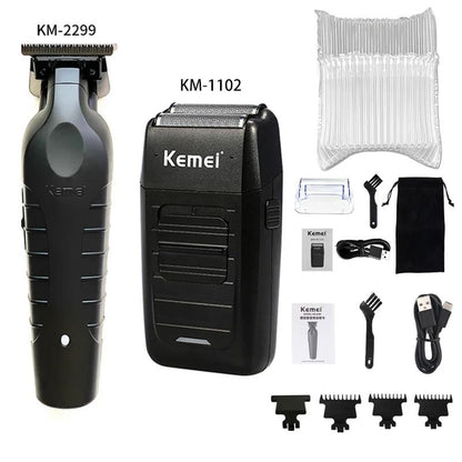 Professional Mens Hair Clipper Kit Rechargeable Electric Trimmer And Shaver 6