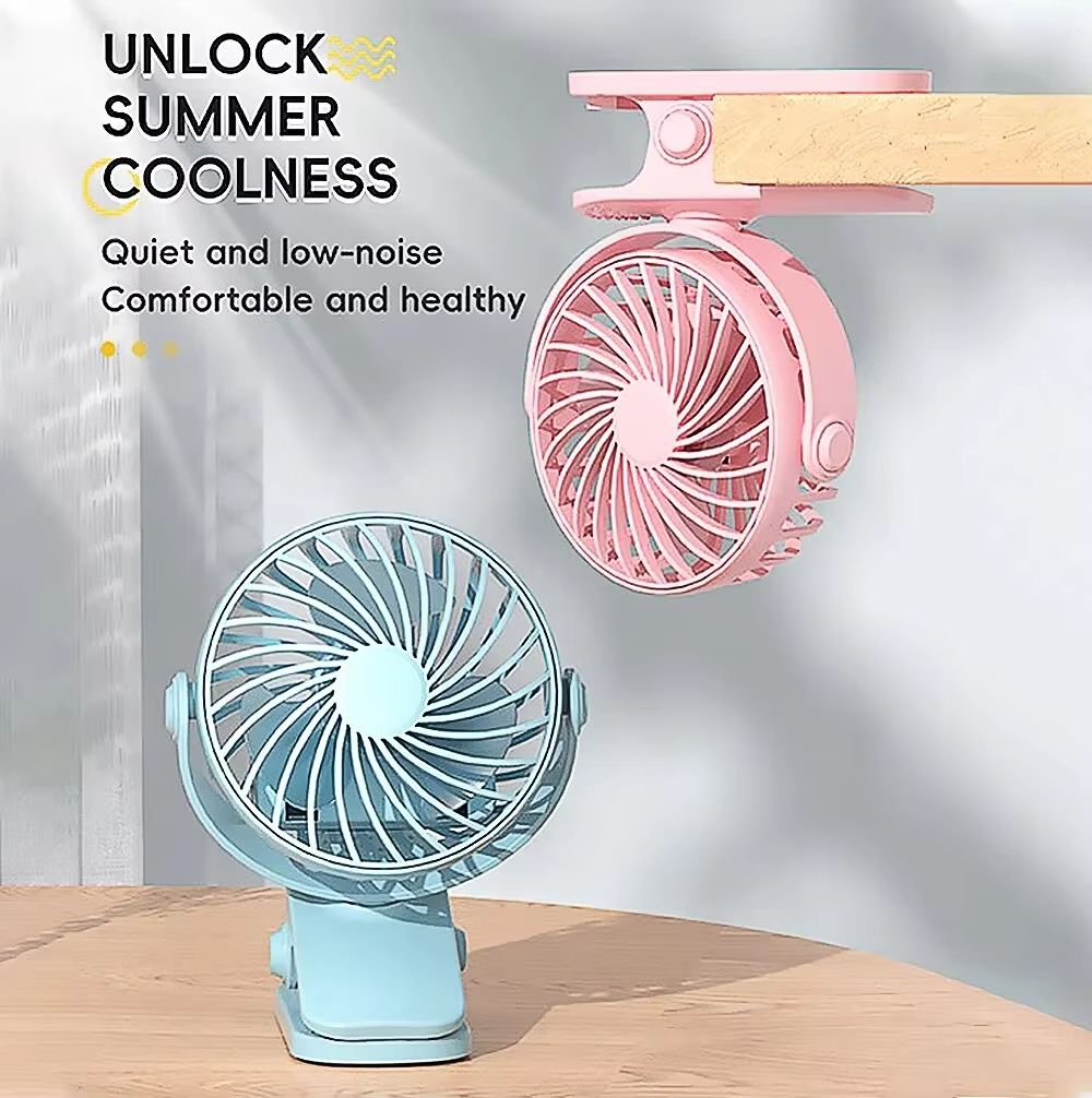 Rechargeable 720 Rotating Clip Fan With Nightlight  Portable Small Fan For Home Office Dorm And Out 1