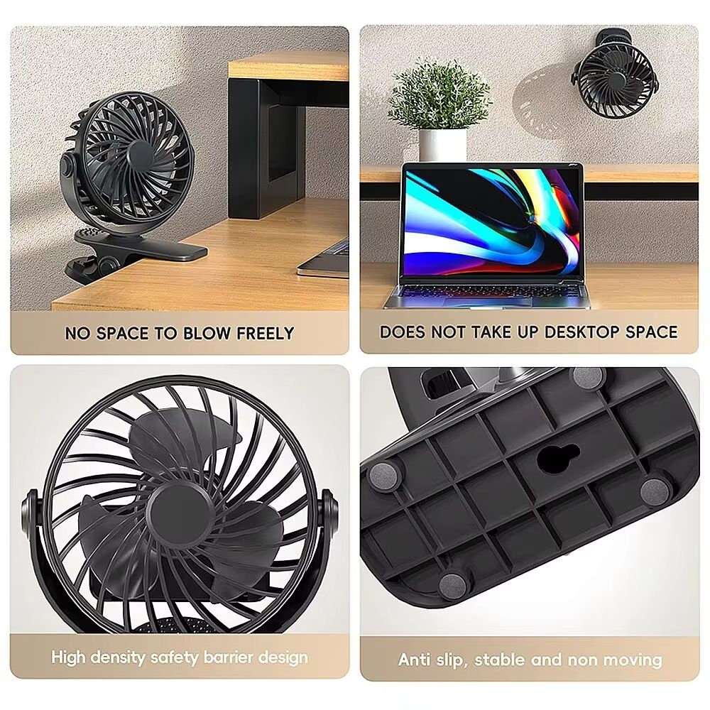 Rechargeable 720 Rotating Clip Fan With Nightlight  Portable Small Fan For Home Office Dorm And Out 4