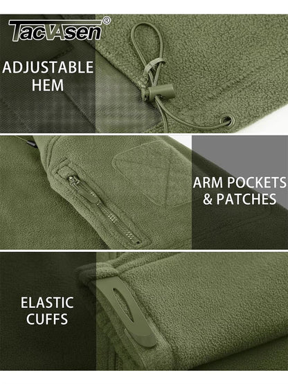 TACVASEN Mens Fleece Jacket With Hood  FullZip Outdoor Windproof Warm Work Coat For Spring And Wint 3