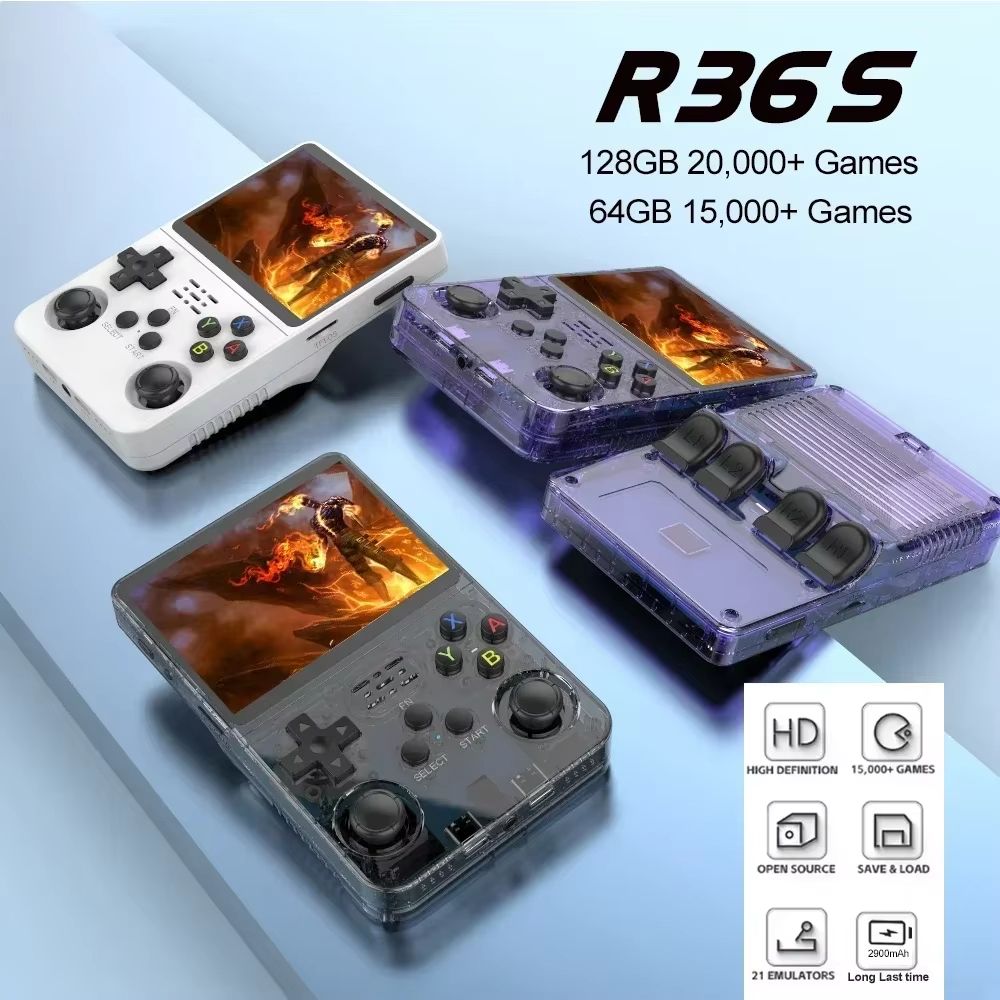 R36S Portable Retro Game Console 128G  Open Source Linux Handheld With 35 IPS Screen And 64GB Prelo 3