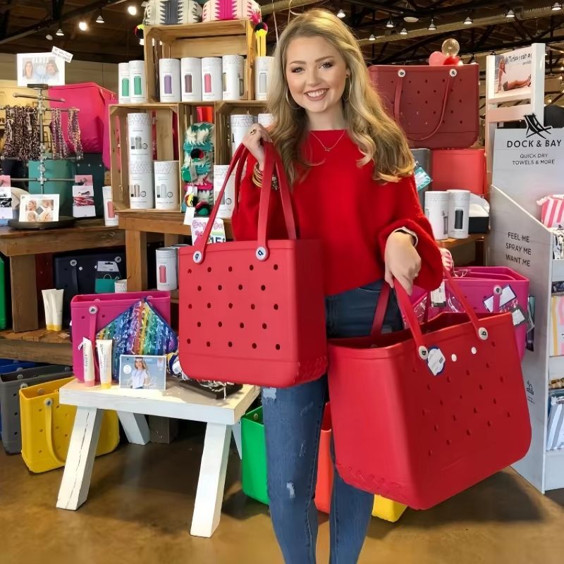 EVA Waterproof Beach Tote Bag  Large Capacity Rubber Travel Shoulder Bag For Women 3