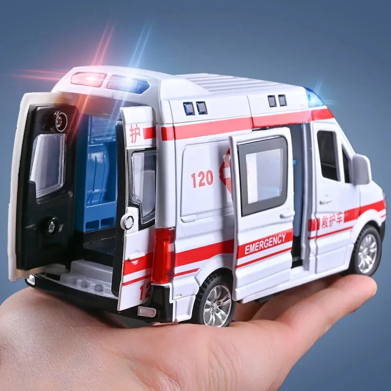Diecast Emergency Vehicle Toy Set With Siren Sound  Flashing Lights Mini Car Model Collection For B 2