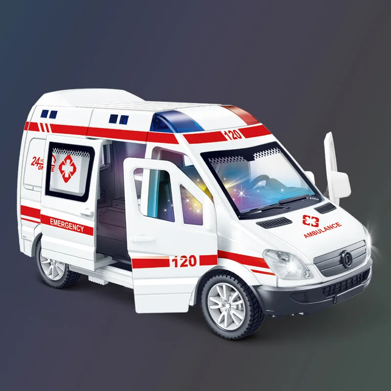 Diecast Emergency Vehicle Toy Set With Siren Sound  Flashing Lights Mini Car Model Collection For B 3