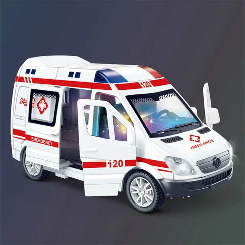 Diecast Emergency Vehicle Toy Set With Siren Sound  Flashing Lights Mini Car Model Collection For B 11