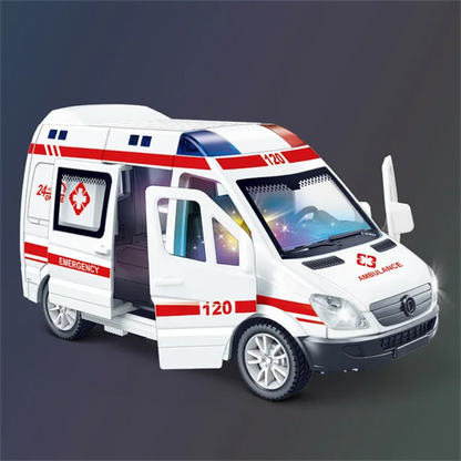 Diecast Emergency Vehicle Toy Set With Siren Sound  Flashing Lights Mini Car Model Collection For B 11