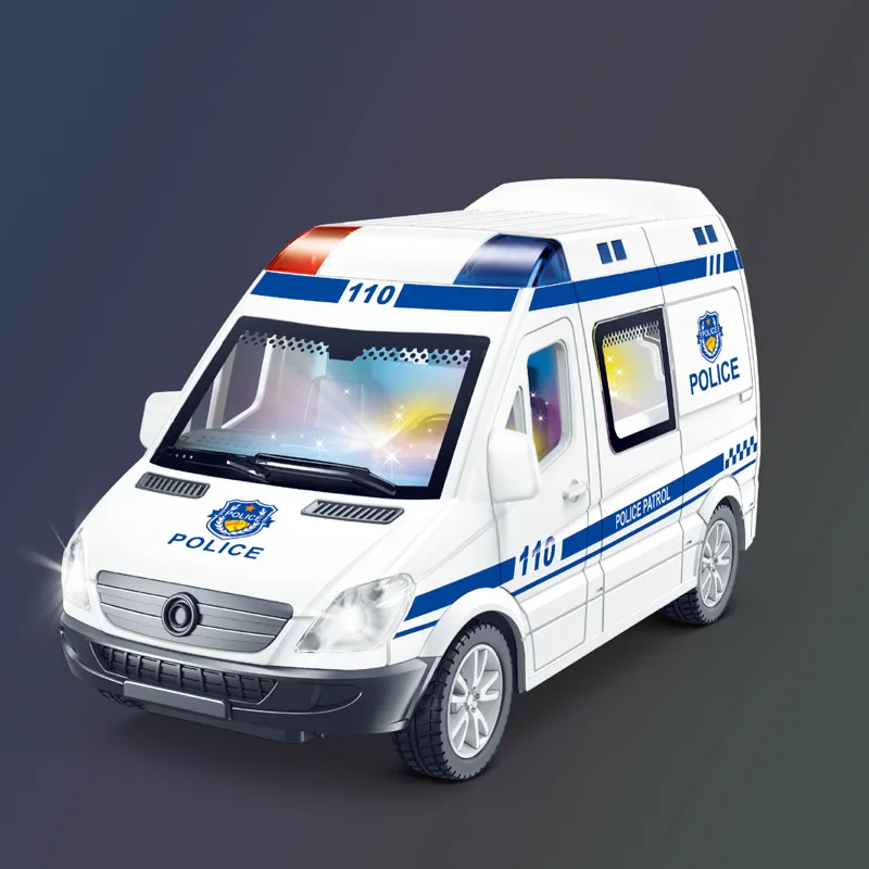 Diecast Emergency Vehicle Toy Set With Siren Sound  Flashing Lights Mini Car Model Collection For B 1