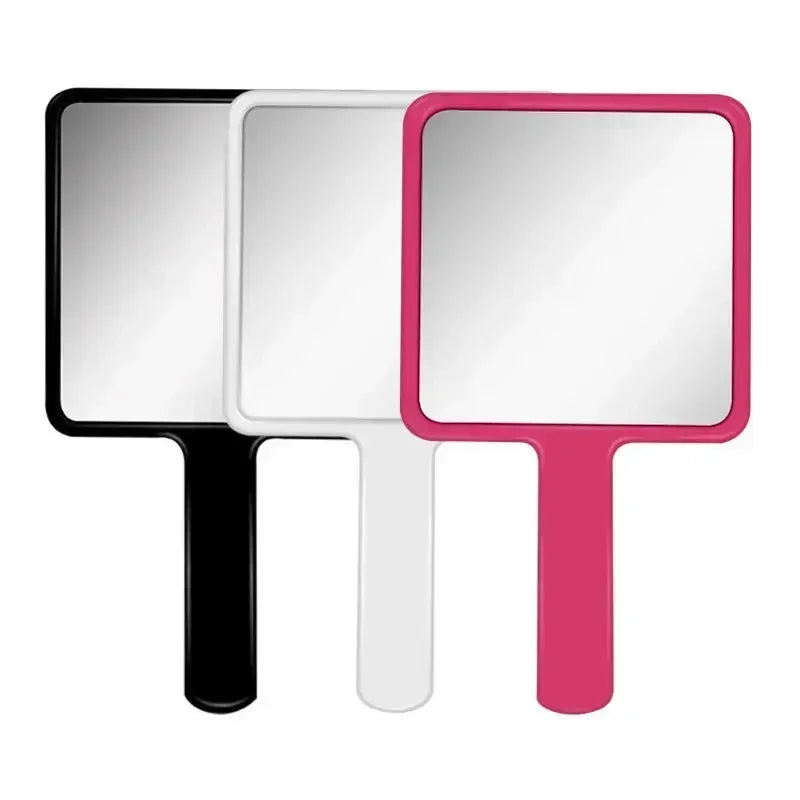 Square Makeup Vanity Mirror with Handle, Eyelash Extension Handheld Mirror, Compact Hand Mirror for SPA Salon