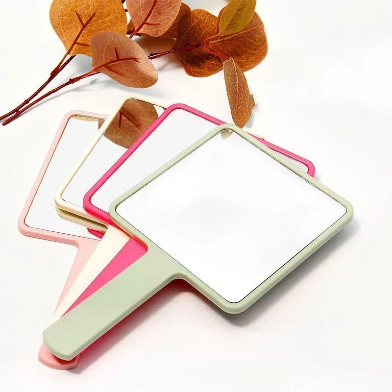 Square Makeup Vanity Mirror with Handle, Eyelash Extension Handheld Mirror, Compact Hand Mirror for SPA Salon