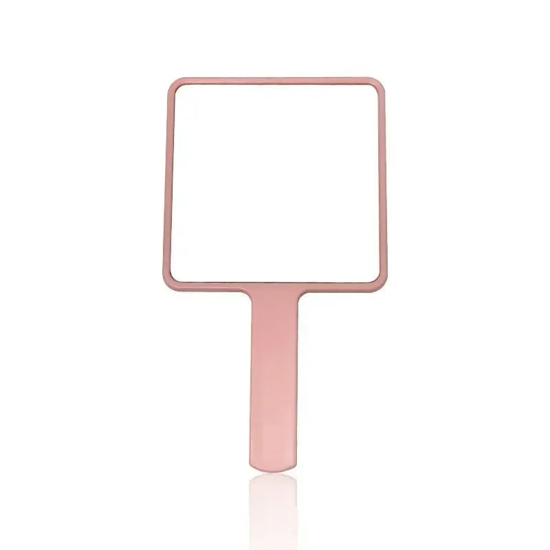 Square Makeup Vanity Mirror with Handle, Eyelash Extension Handheld Mirror, Compact Hand Mirror for SPA Salon