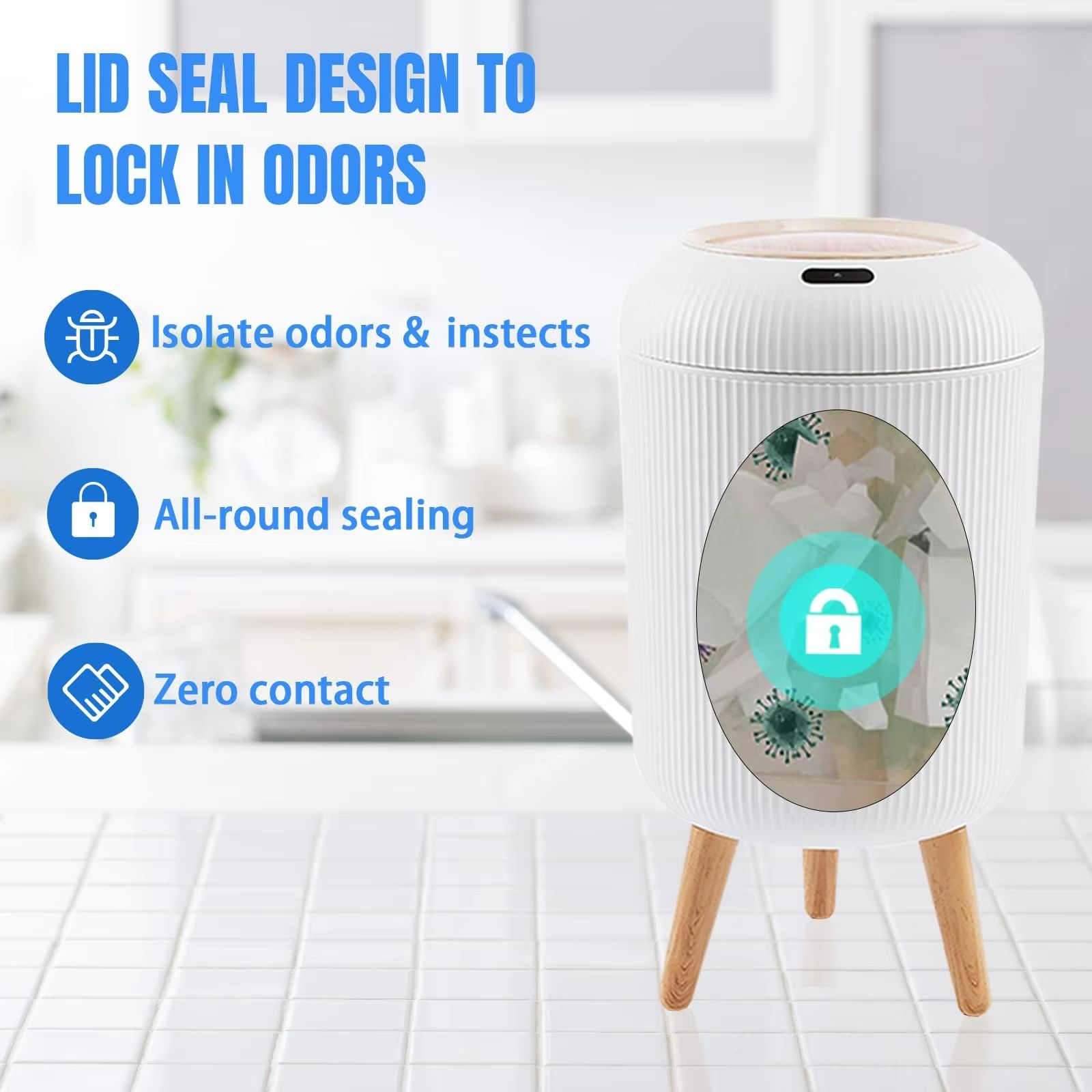 Automatic Motion Sensor Trash Can With Lid  Compact Smart Trash Can For Bedroom Bathroom Kitchen  O 1
