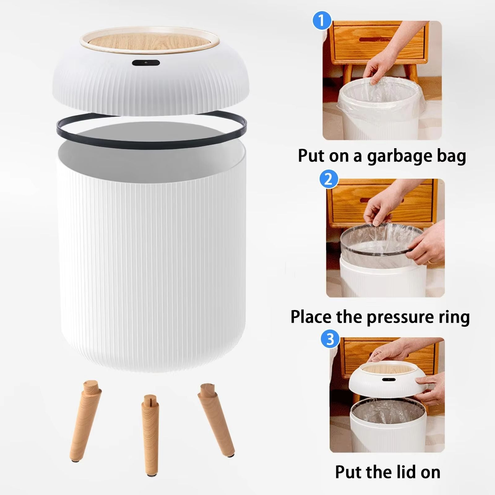 Automatic Motion Sensor Trash Can With Lid  Compact Smart Trash Can For Bedroom Bathroom Kitchen  O 4