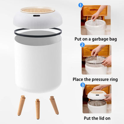 Automatic Motion Sensor Trash Can With Lid  Compact Smart Trash Can For Bedroom Bathroom Kitchen  O 4