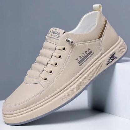 Mens Breathable Leather Slip On Sneakers Lightweight Platform Casual Shoes 7